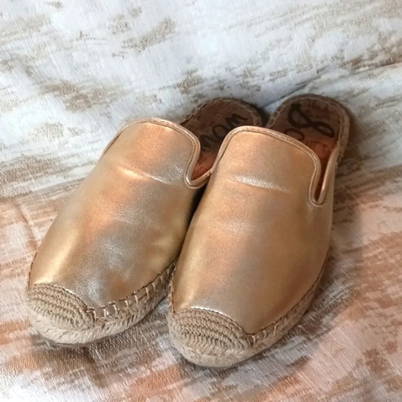 Sam Edelman Kerry Meatllic Gold Espadrille Mules size 8.5 - Picture 1 of 10
